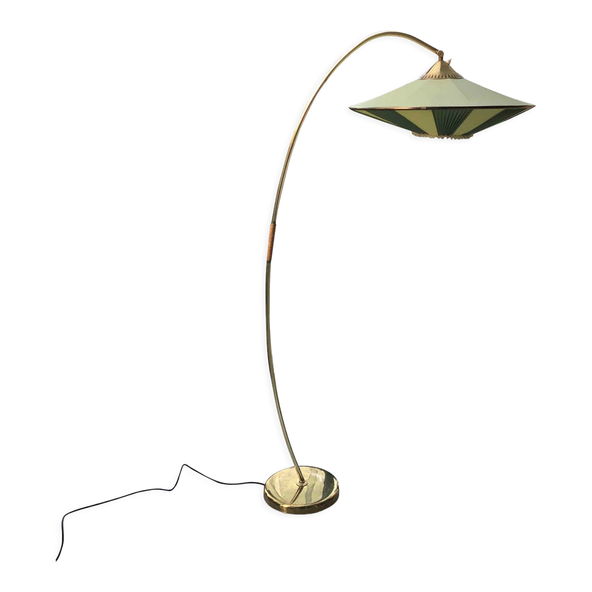 Mid-century floor lamp with pleated shade