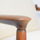 Fauteuil vintage entièrement restauré designer E.Homa, années 60, Cordon beige