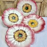 4 plates slip eglantine Massier Vallauris
