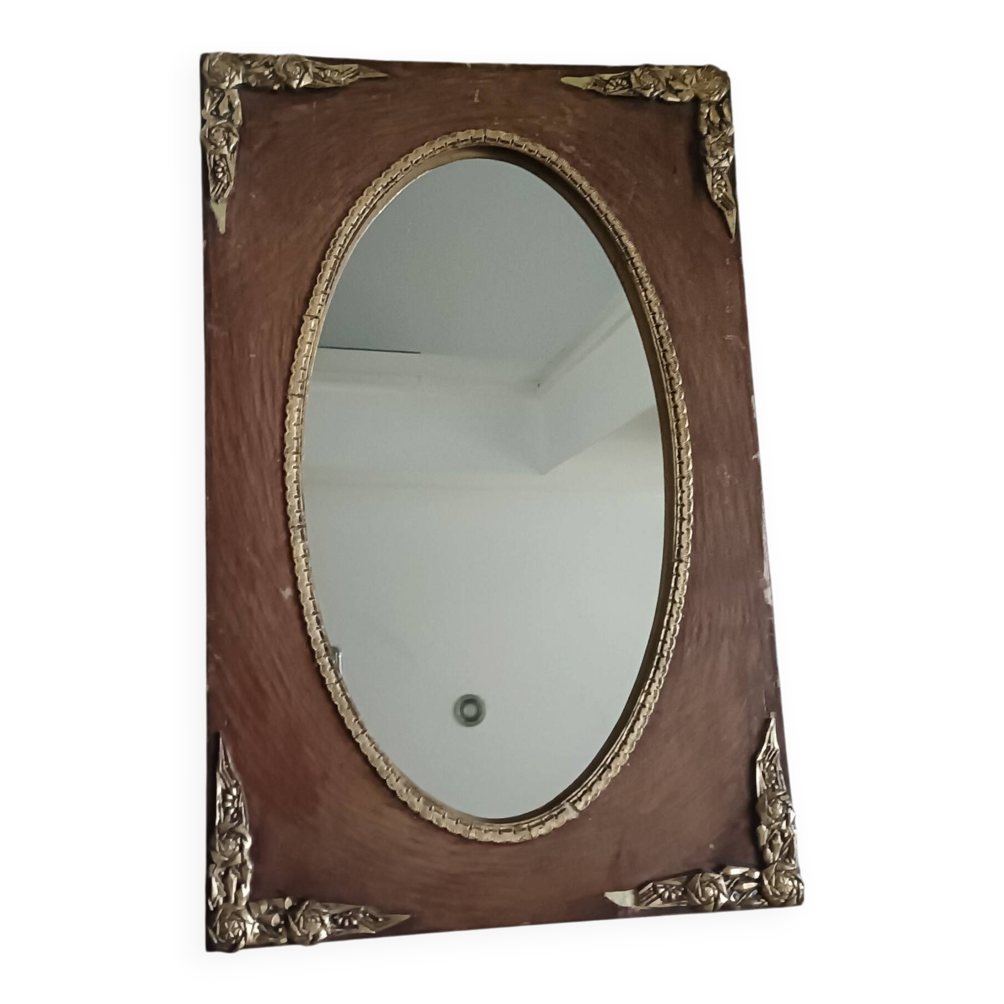 Oval and gold Art Deco mirror