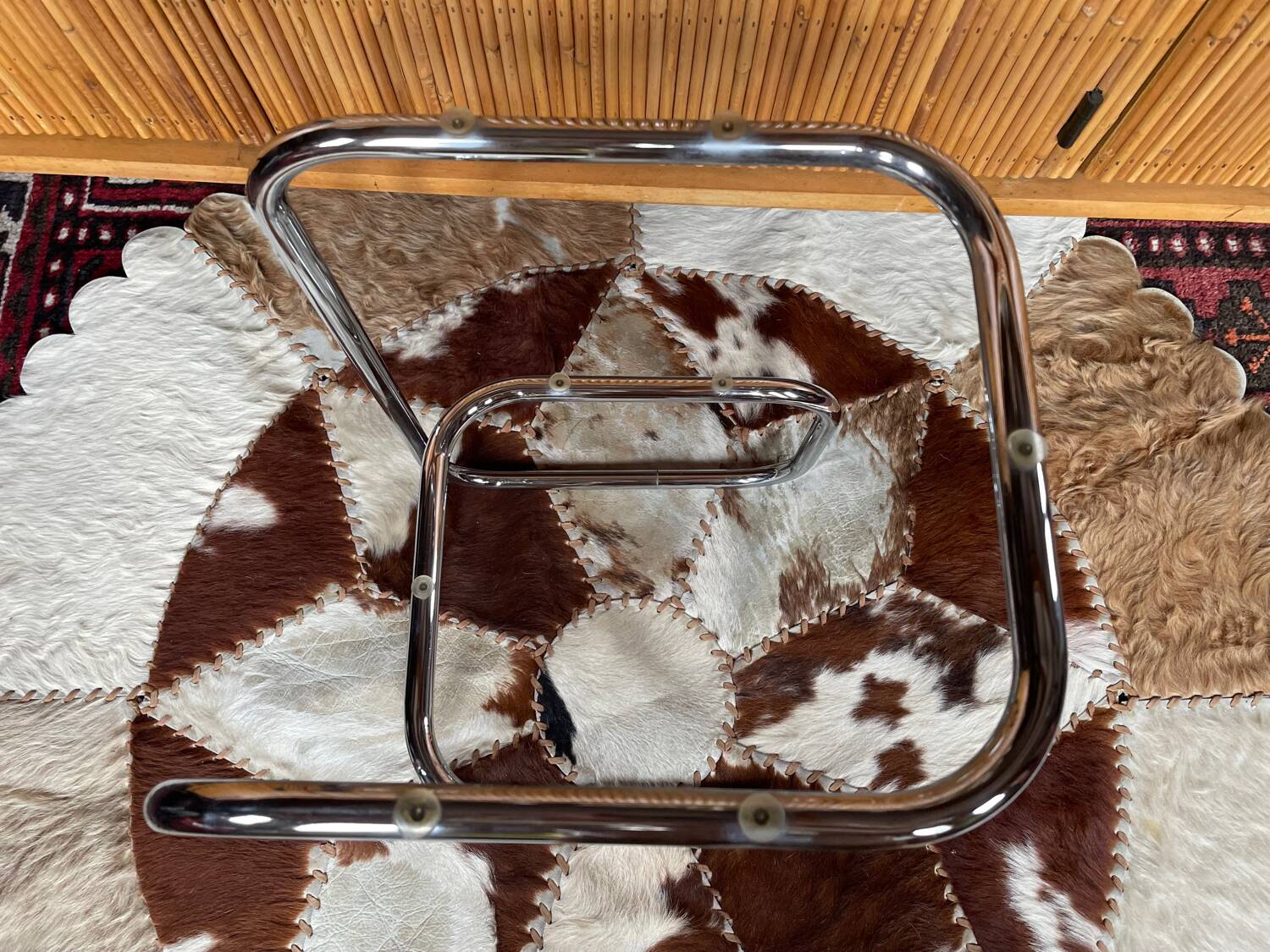 Chrome and smoked glass side table 1970