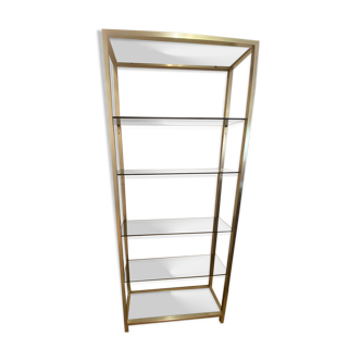 Glass and brass bookcase 80s
