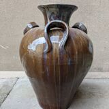 XXL amphora jar in Art Nouveau enamelled stoneware circa 1900