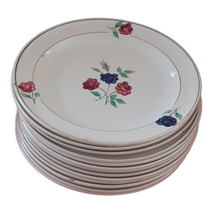 13 assiettes plates peintes main