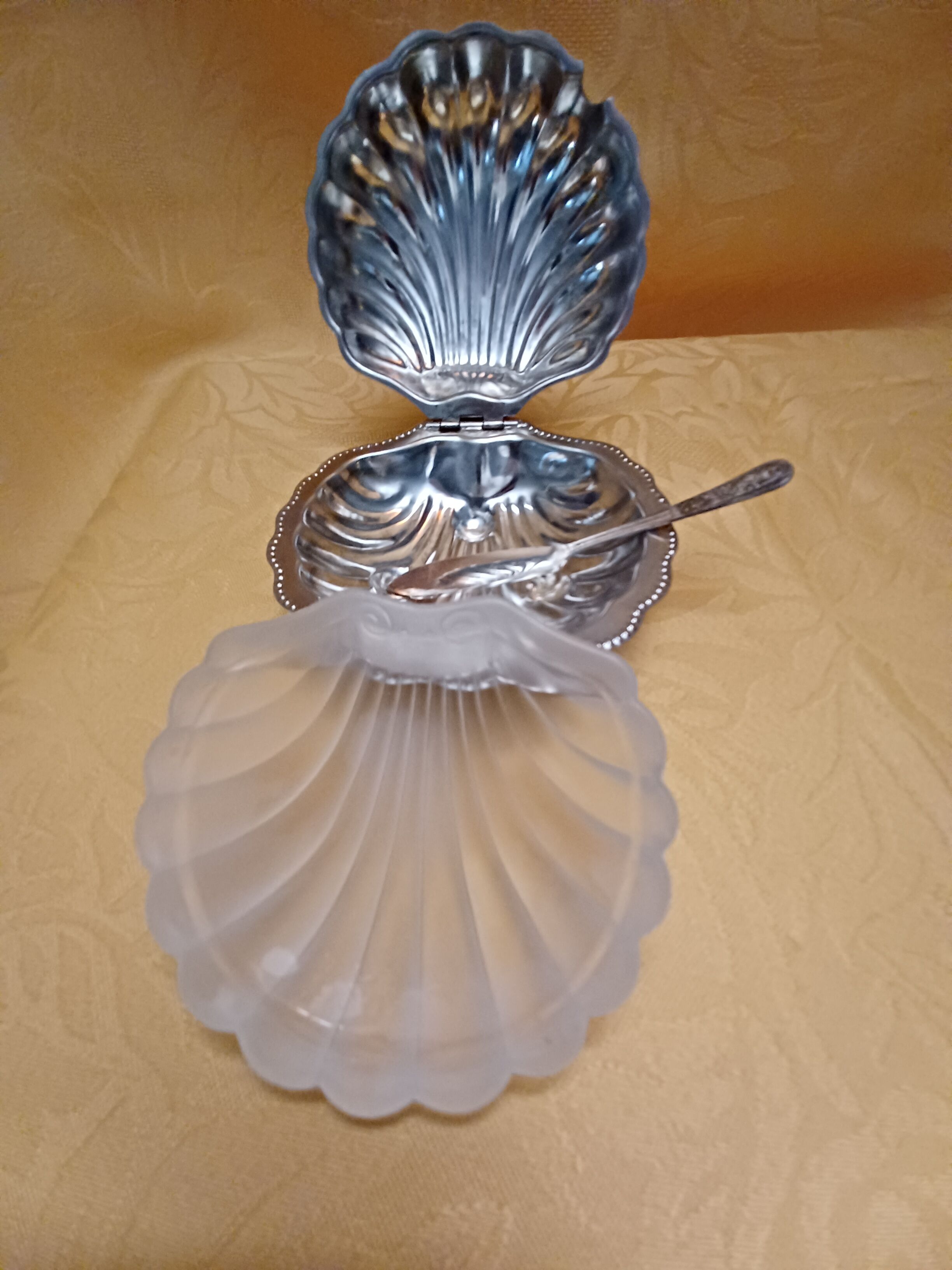 Beurrier Coquillage inox et verre
