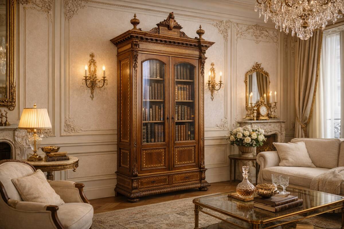 Unique Moorish style bookcase, circa 1870.