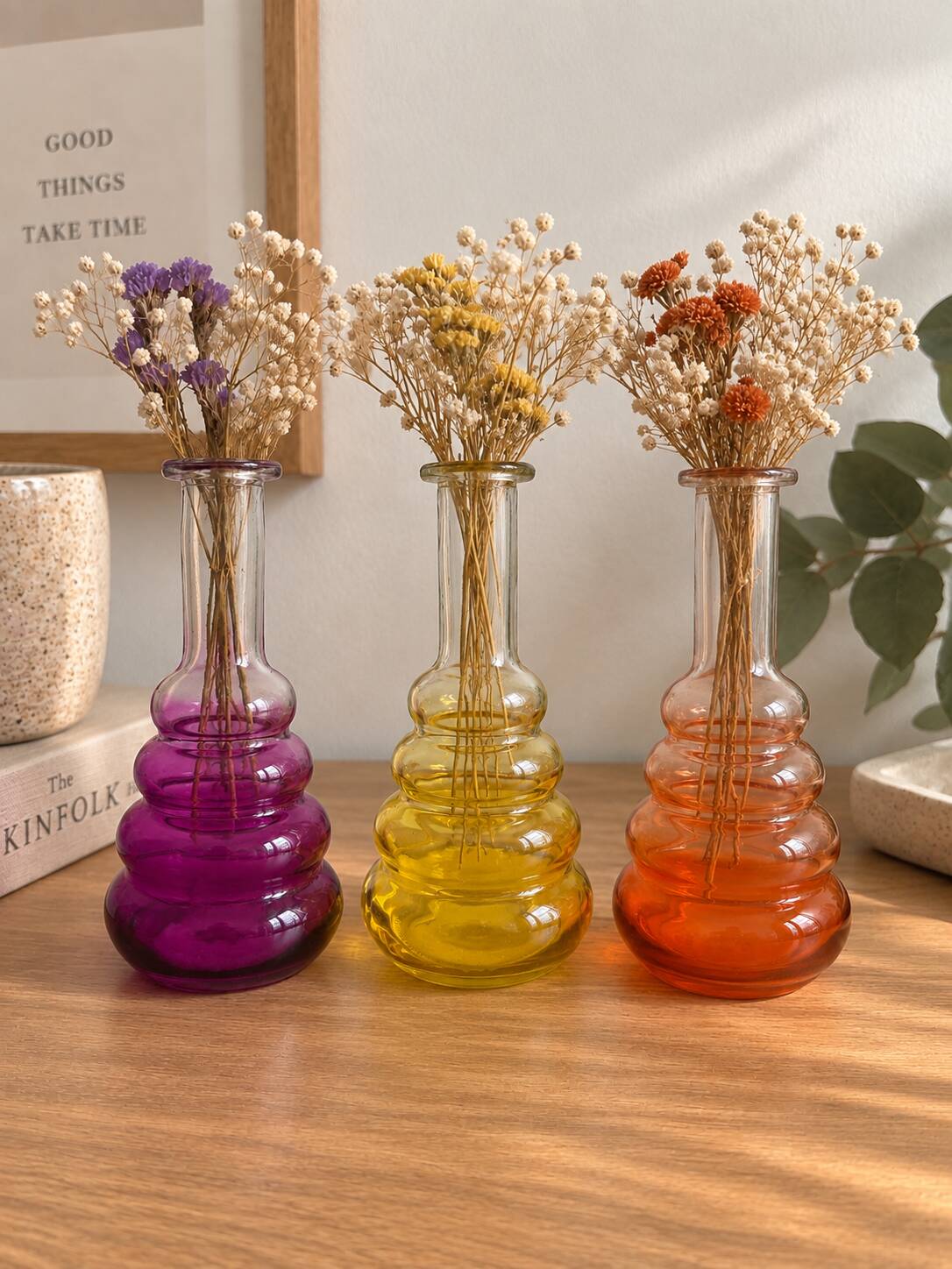 Lot de 3 soliflores colorés