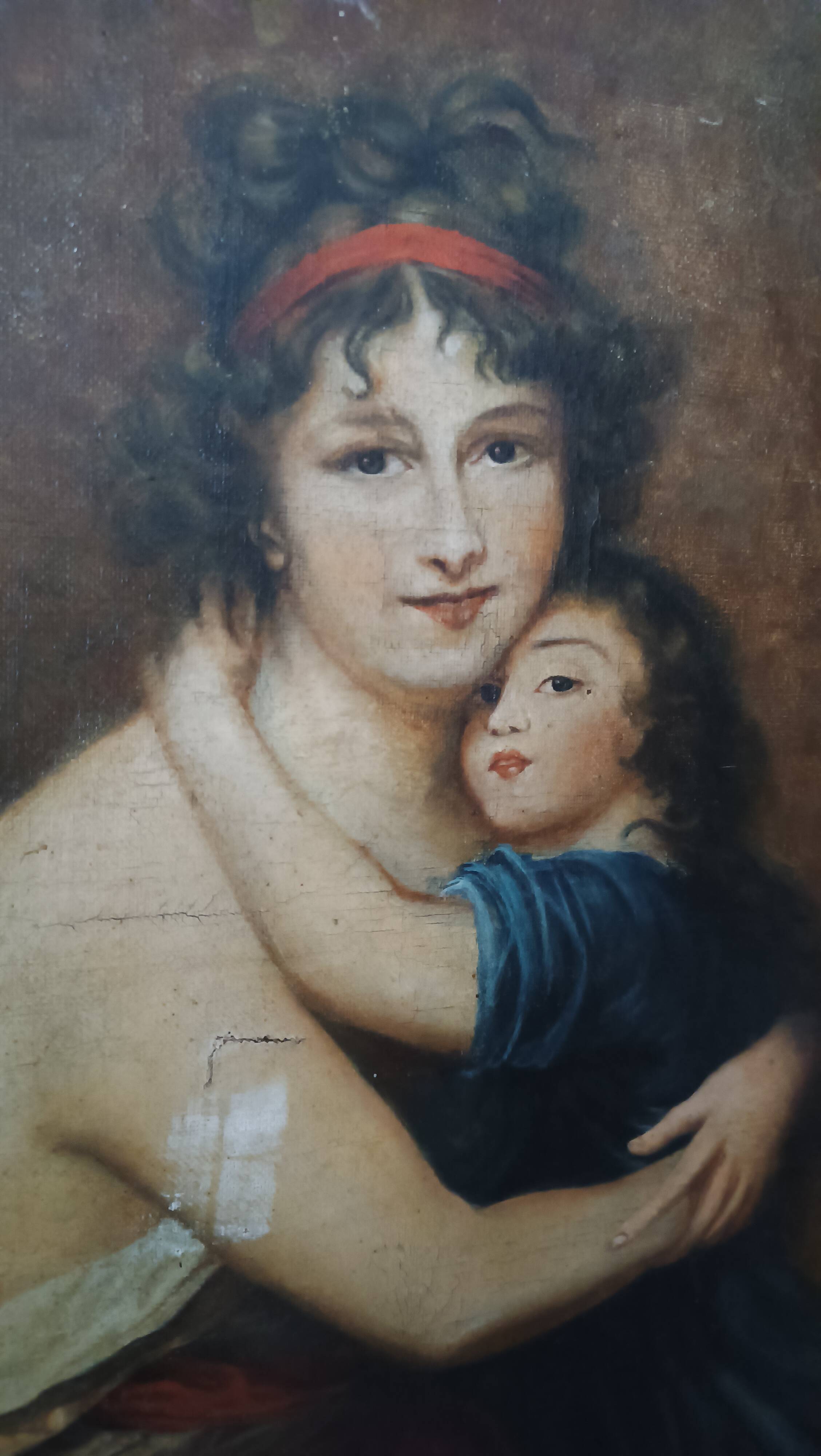 Peinture Antique Portrait De Famille XIX Siècle " Lebrun "