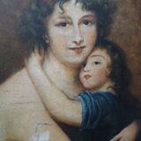Peinture Antique Portrait De Famille XIX Siècle " Lebrun "