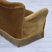 1960s, Danish 3-seater sofa, honey-yellow furniture velour, beech wood.