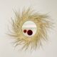 Round straw mirror with fringe, 80cm