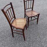 Paire de chaises bistrot cannées