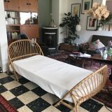 Wicker bed with mattress