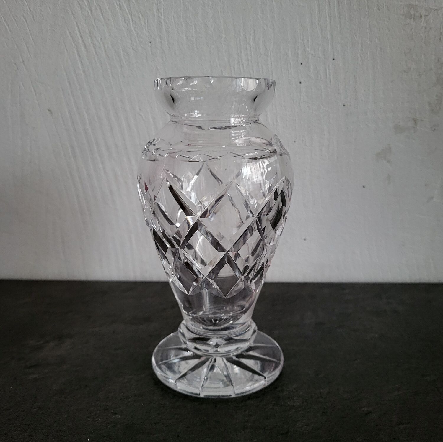 Vintage Bohemian crystal vase in excellent condition.