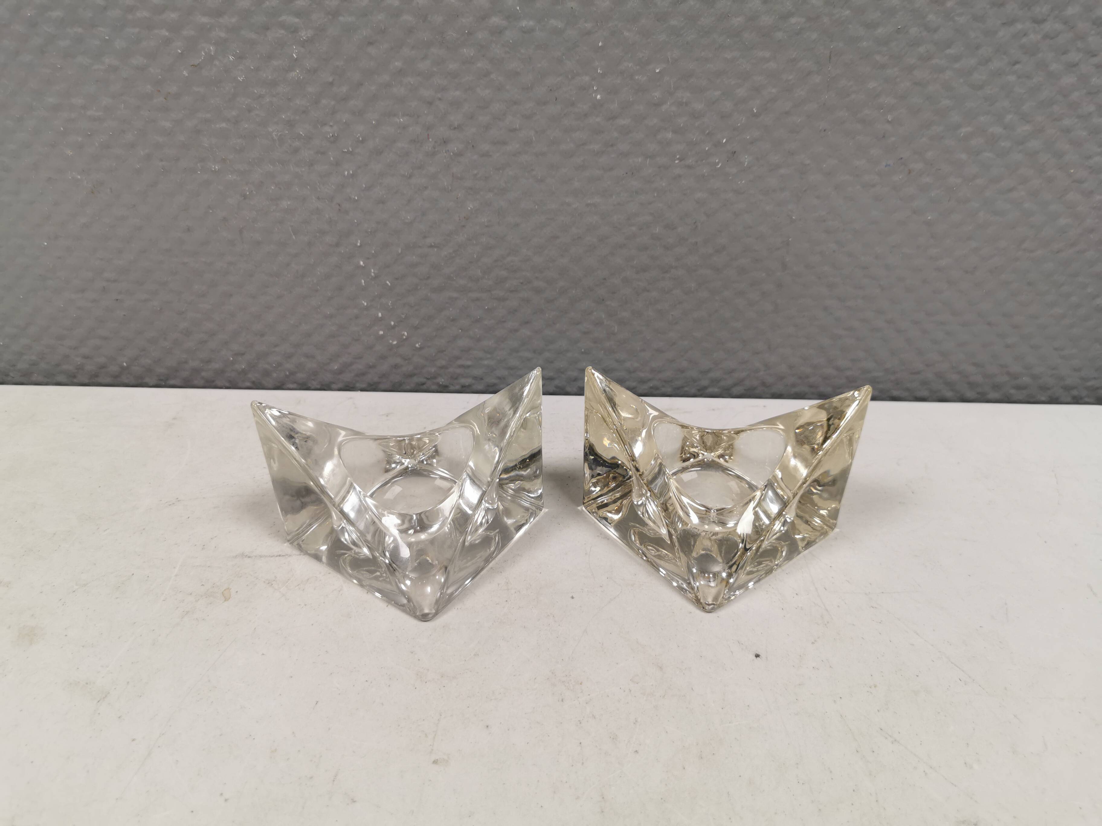 A pair of beautiful vintage glass candlesticks/vases from Prelz 1990s