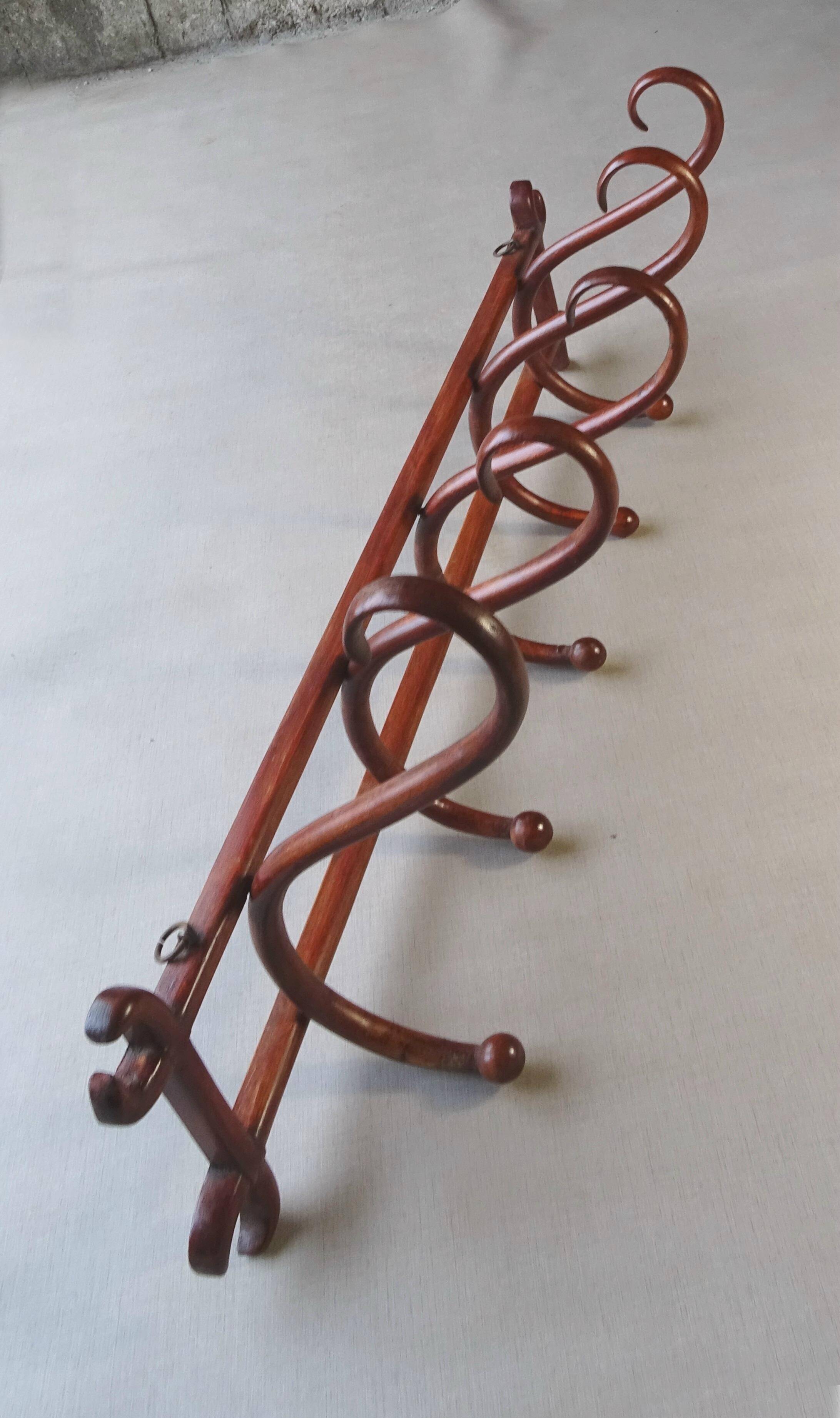 Thonet wall coat rack with 5 hooks 1900