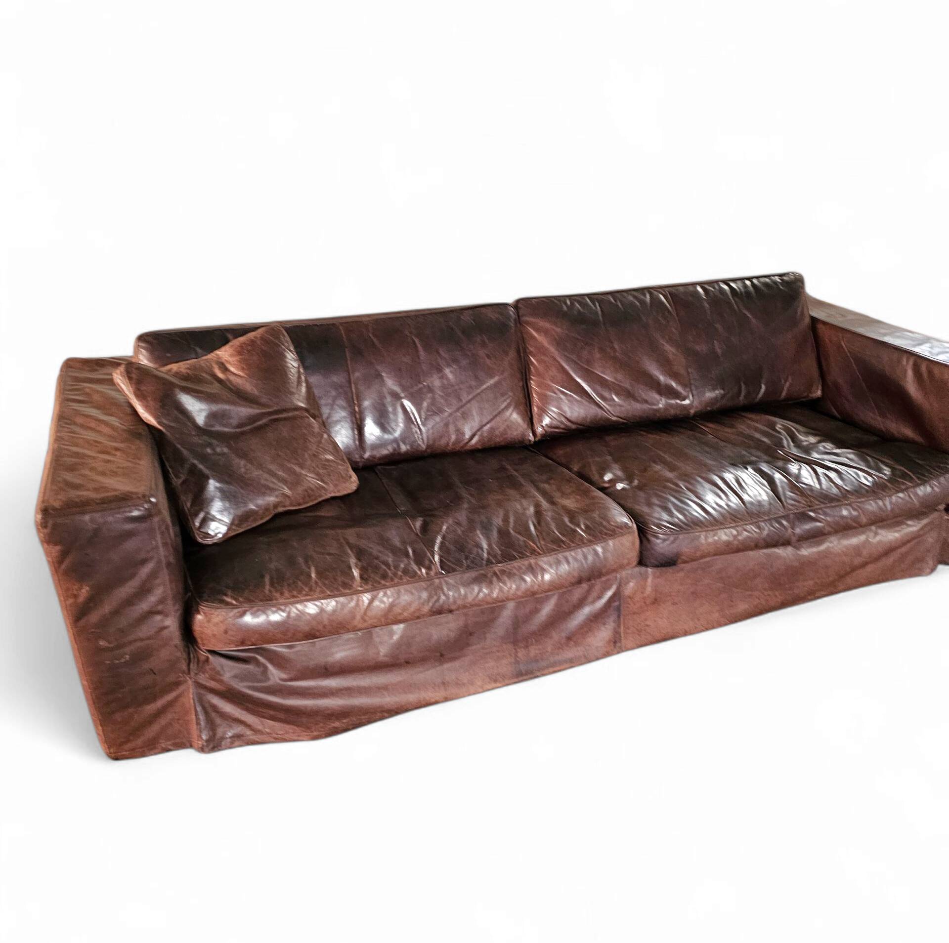 Massive / loose cover / brown leather / lounge sofa / 1970s/