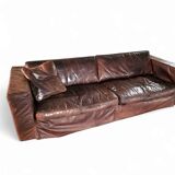 Massive / loose cover / brown leather / lounge sofa / 1970s/