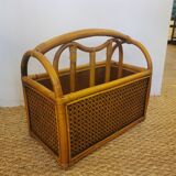 Vintage bamboo rattan and canning magazine holder