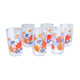 6 glasses with orangeade patterns retro flowers