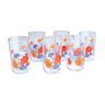 6 verres à orangeade motifs fleurs rétro