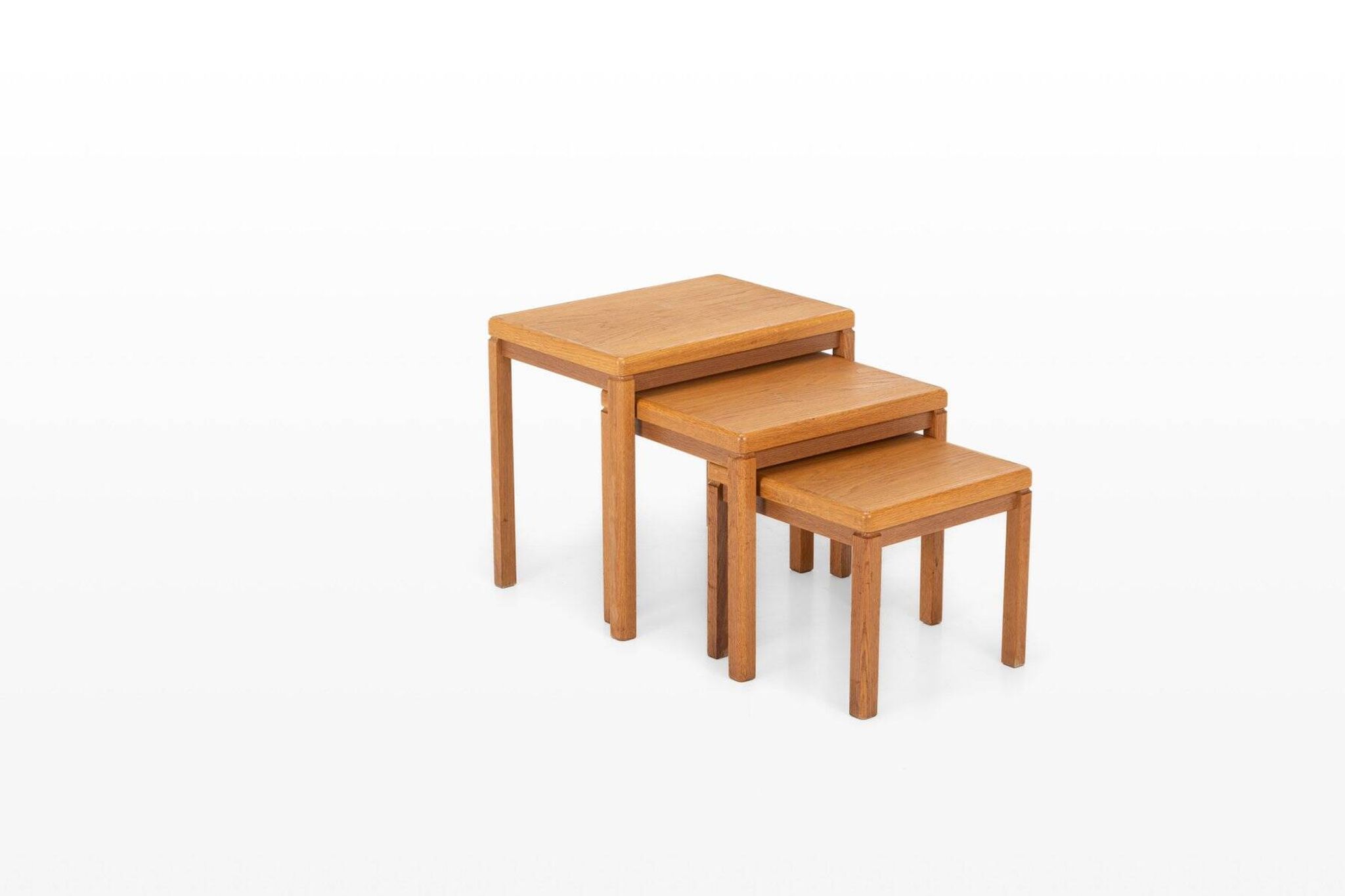 Vintage oak nesting tables by Van Den Berghe Pauvers, 1970s, set of 3