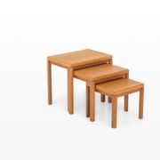 Vintage oak nesting tables by Van Den Berghe Pauvers, 1970s, set of 3