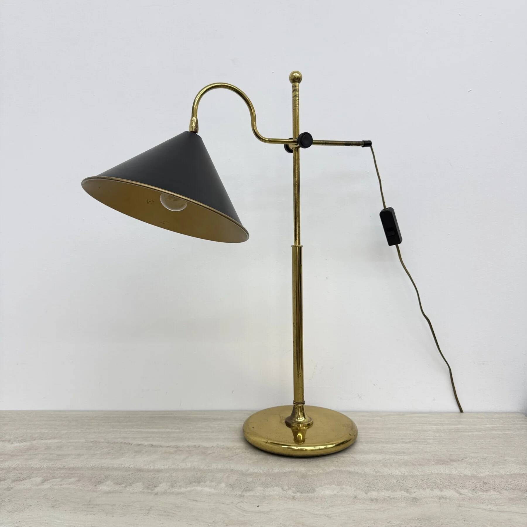 Mid-century adjustable brass desk lamp, 1970s
