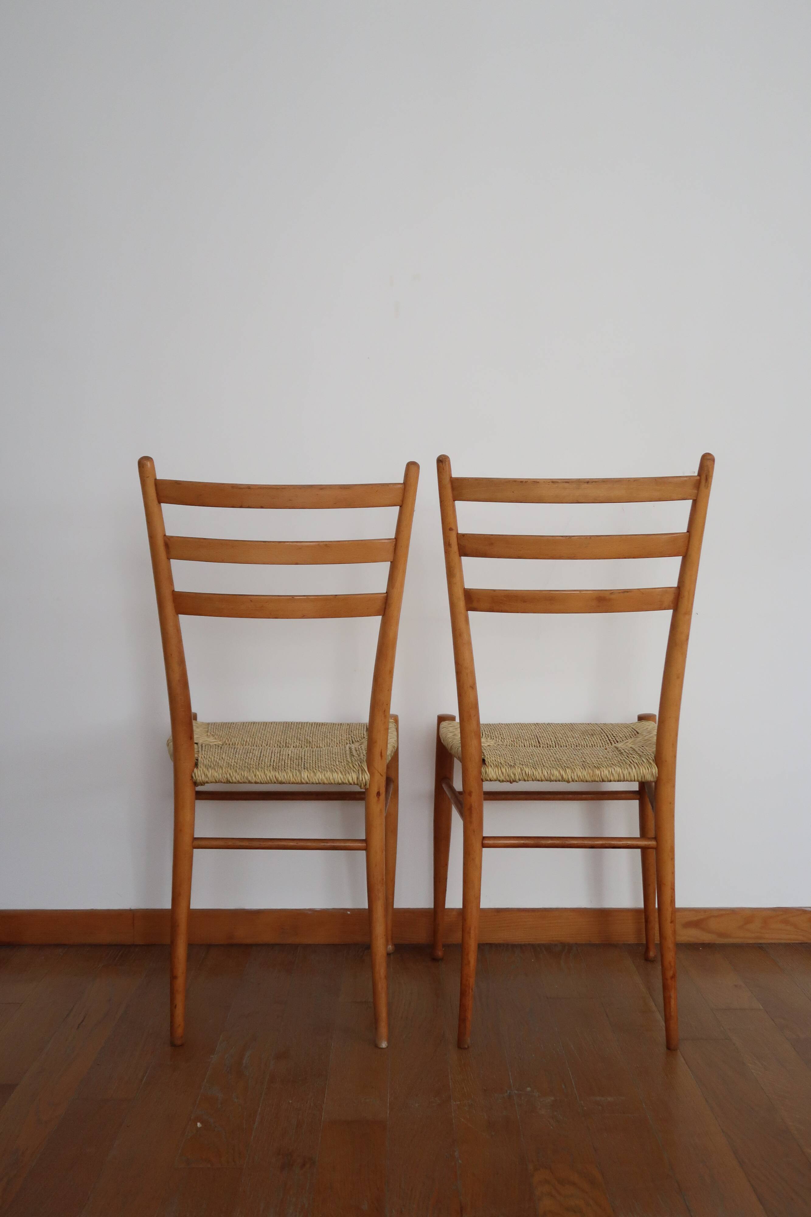 Pair of Scandinavian straw chairs