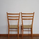 Pair of Scandinavian straw chairs