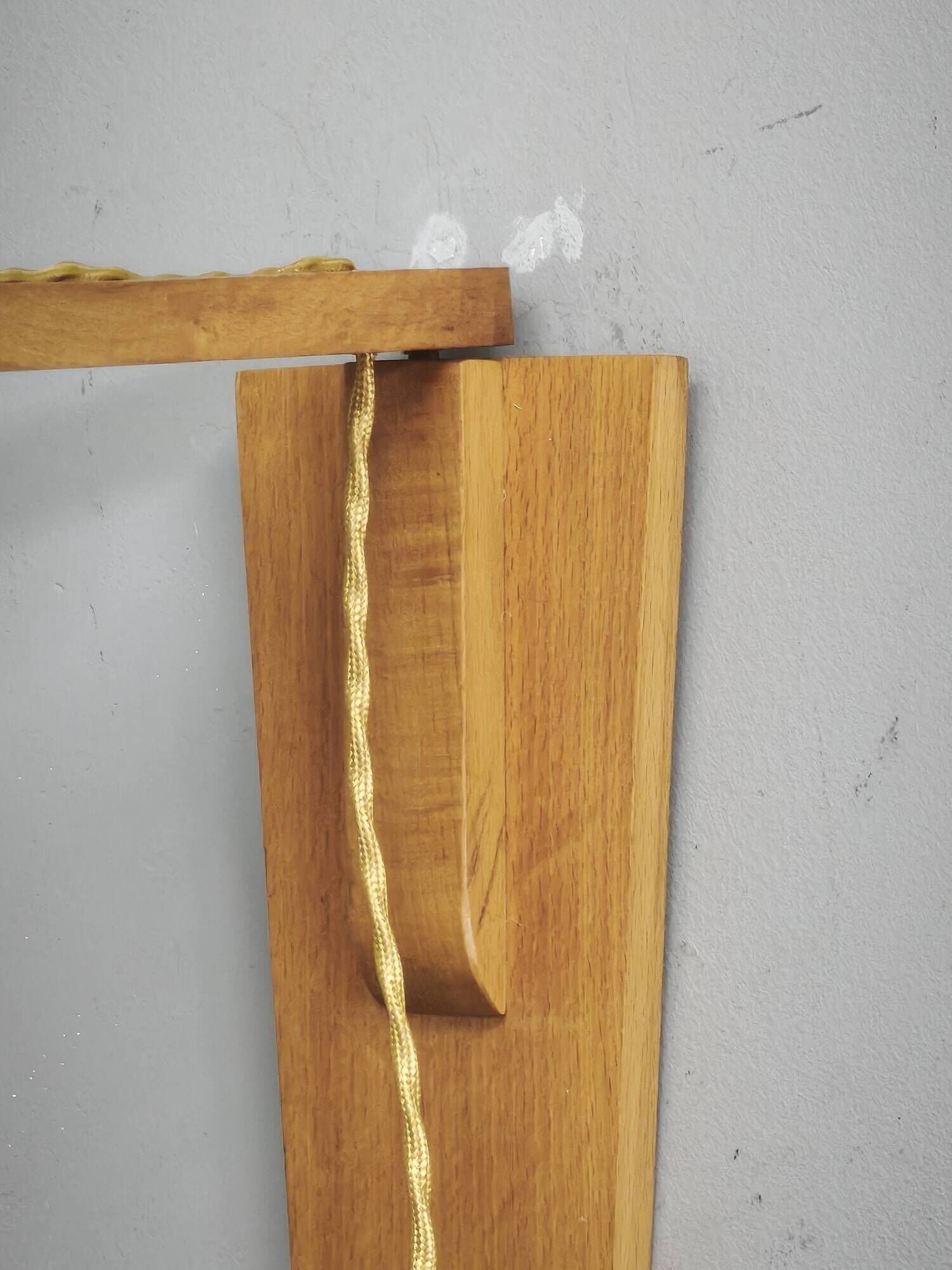 Czechoslovak Rattan and Wood Swing Arm Wall Lamp, 1960s