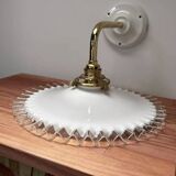 Opaline and white ceramic wall light