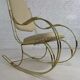 60s rocking chair in brass and ecru faux leather