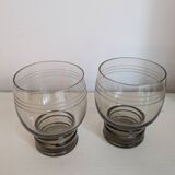 Vintage 60s/70s liqueur set in smoked glass with rim