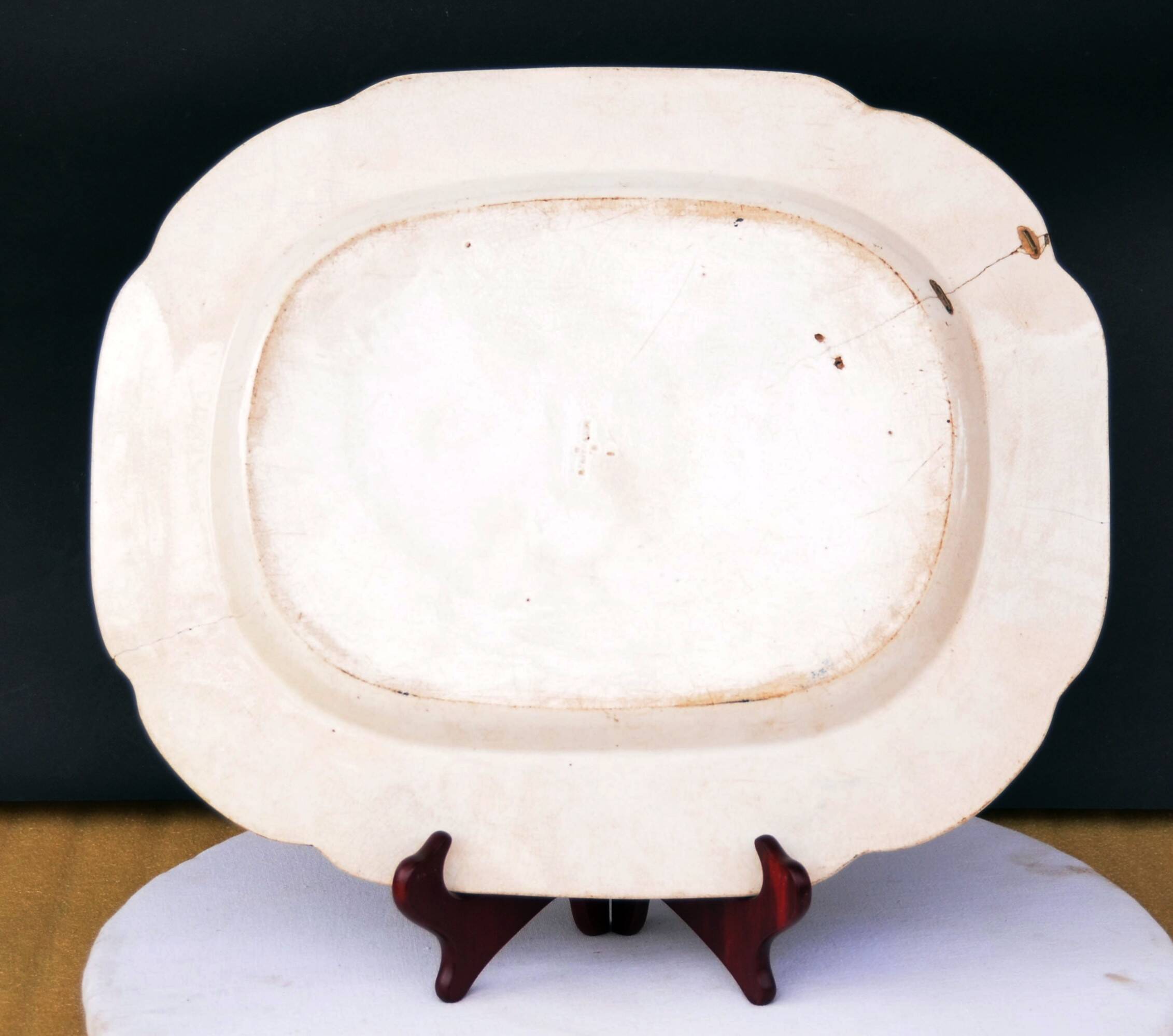 Large Decorative Platter Blue Transferware with Abbey Ruin early 19th C.