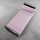 Vintage Art Déco Streamline Burled Wood Tubular Steel Bauhaus Bed, 1920s