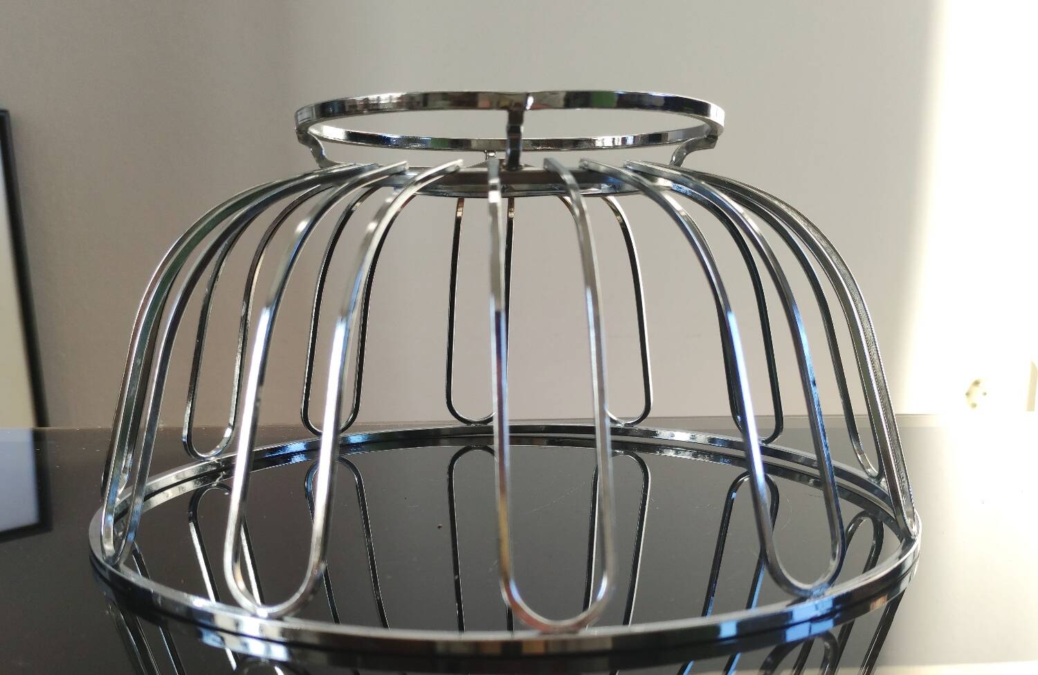 Modernist chrome metal fruit bowl – 1970s/80s