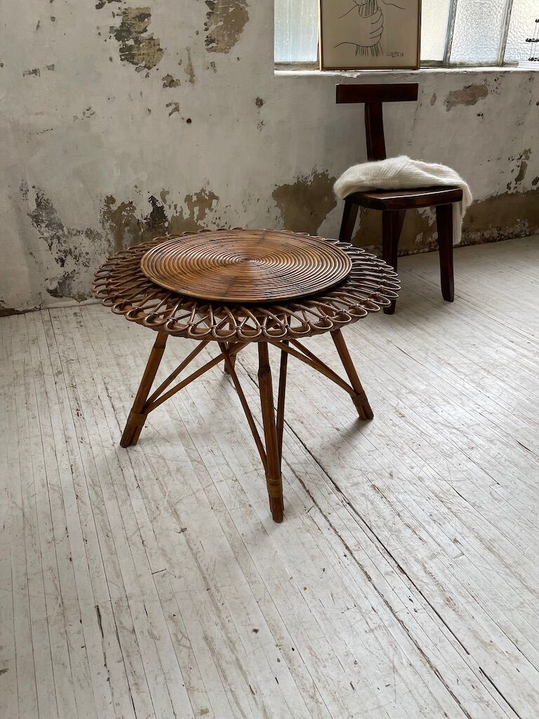 Rattan “sun” coffee table