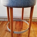 Vintage stool blue fabric