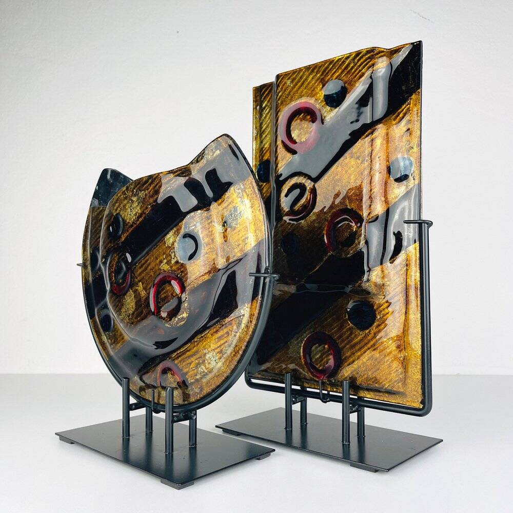 Geometric Glass Vases from Murano, Italy, 2000s, Set of 2