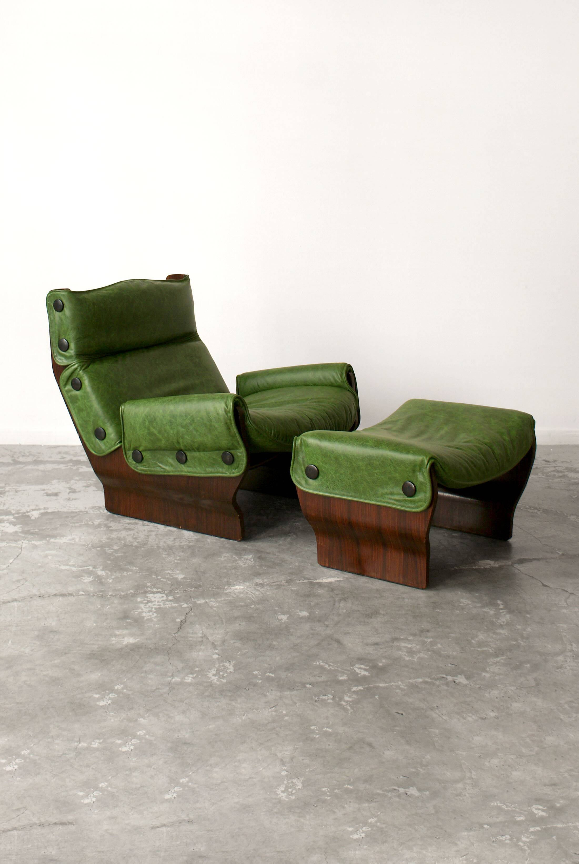 Canada model leather armchair and ottoman by Osvaldo Borsani
