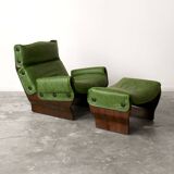 Canada model leather armchair and ottoman by Osvaldo Borsani