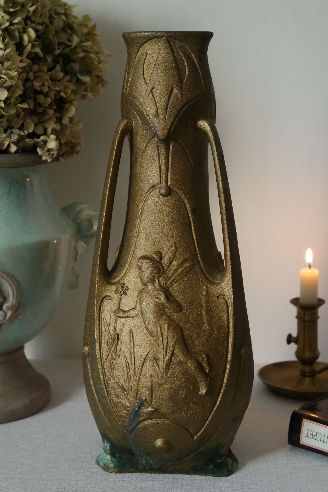 Art Nouveau vase "Nymphes" signed by Jean Garnier