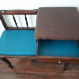 Bench bench phone bench in solid wood (60/70). Brown/blue