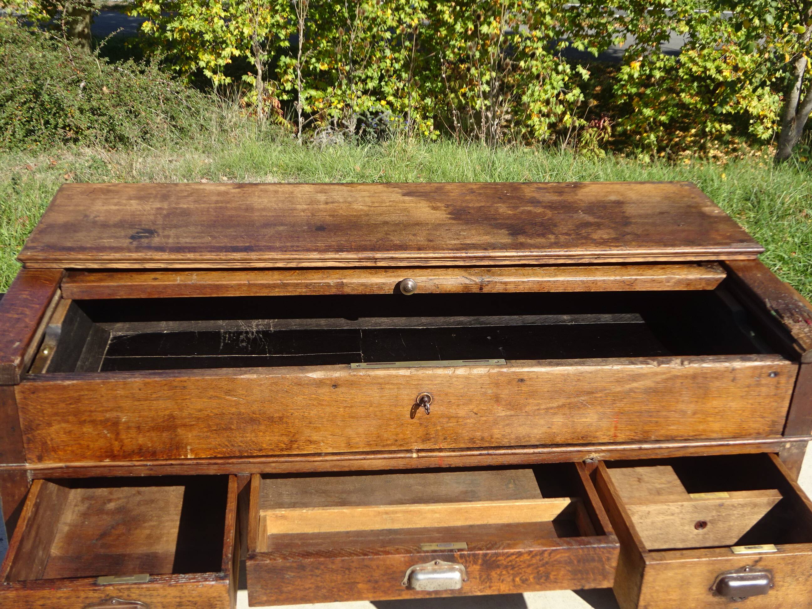 Office furniture, old glove maker's table.