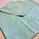 Old tablecloth and its 8 embroidered napkins "la malabar LS" - green - 150x170 cm - linen thread