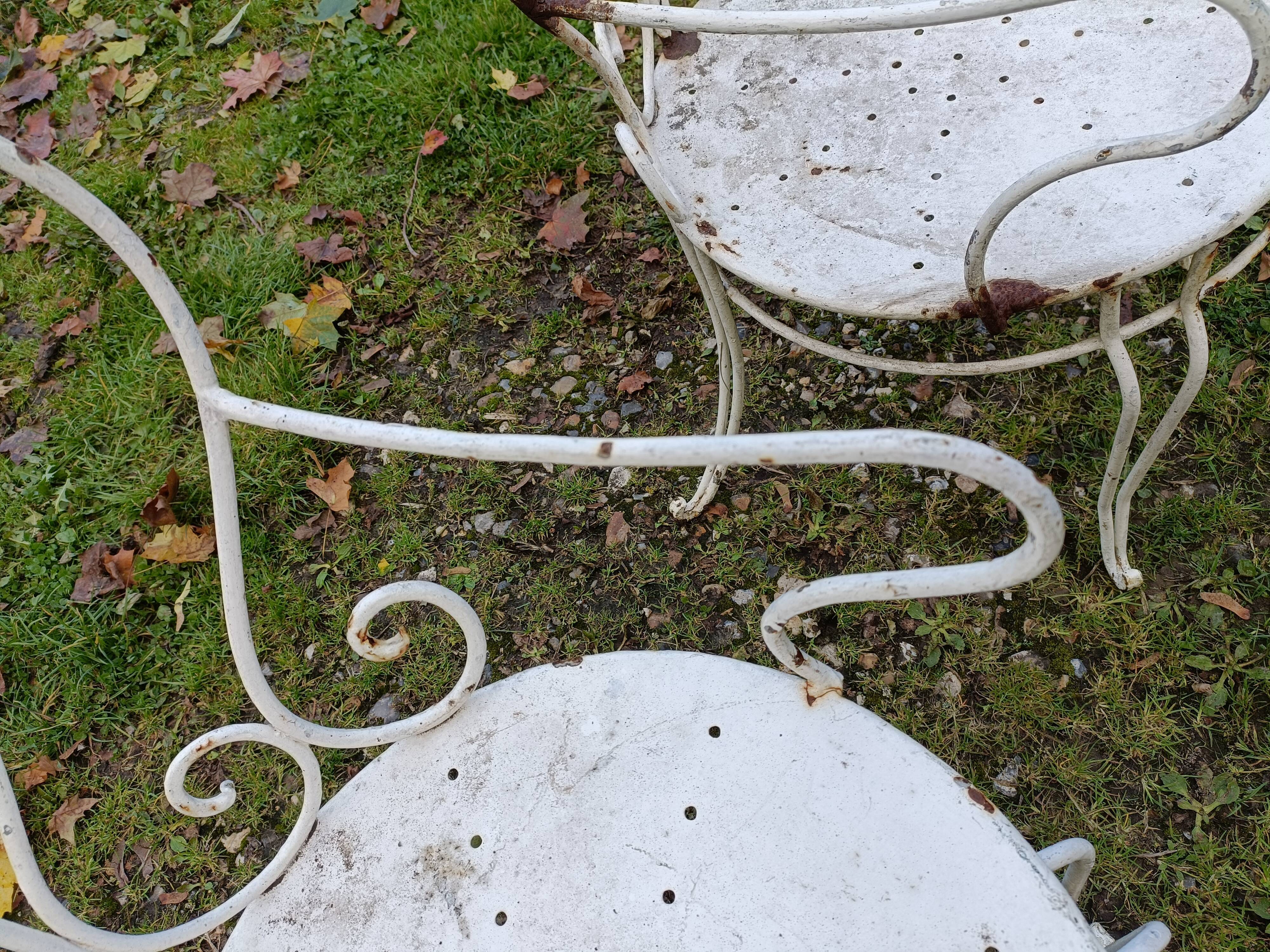 Paire de fauteuils de jardin anciens fer plein métal