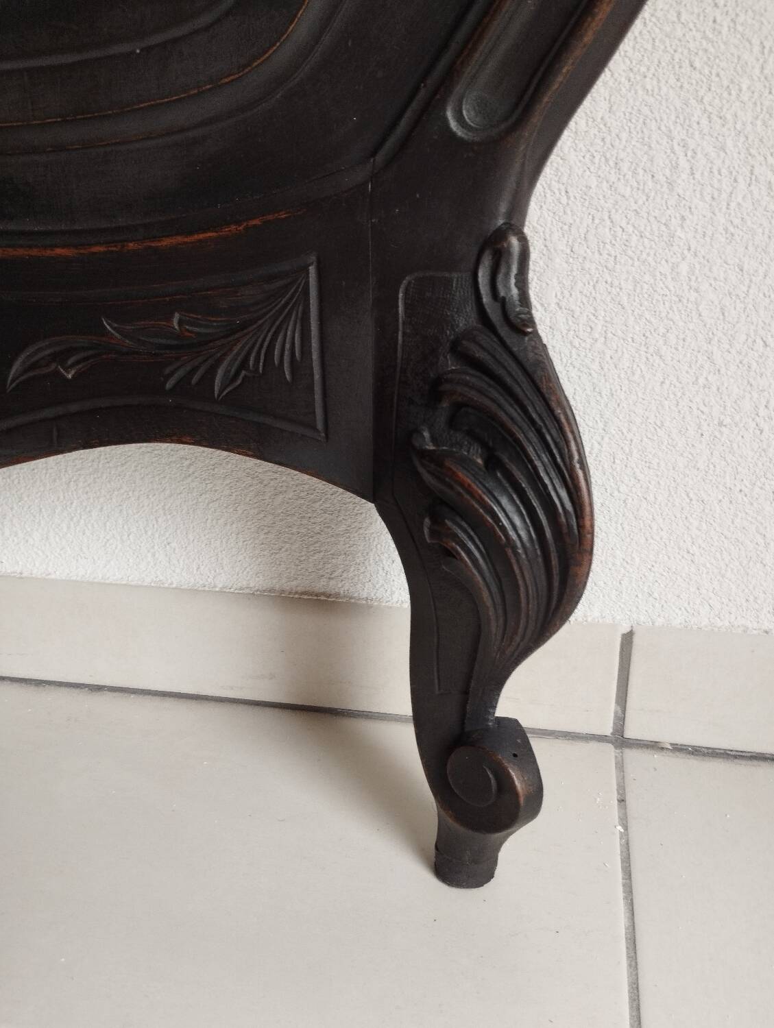 Rocaille Louis XV style headboard, black patina