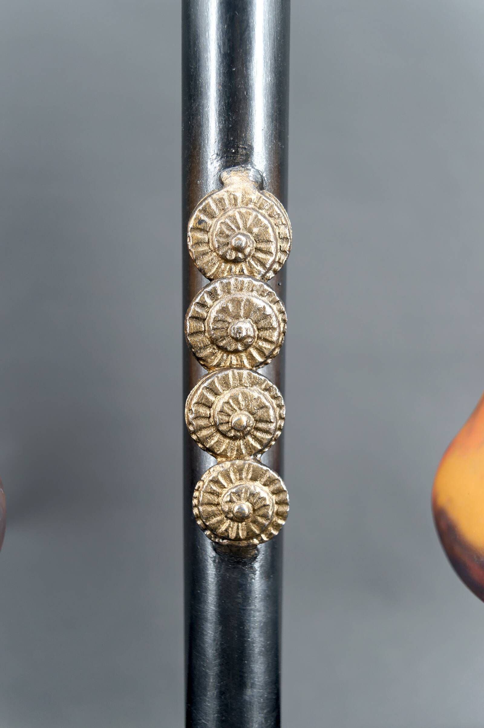 Lampe bicéphale Art Déco, fer forgé à double patine– Muller Frères, c. 1920