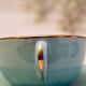 6 multicolored cups and saucers, pearly interior